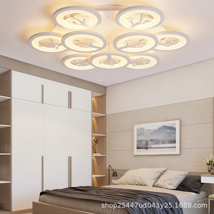 Nueva lámpara de sala de estar de cristal atmósfera simple moderna lámpara de dormitorio paquete de lámparas de techo led al por mayor