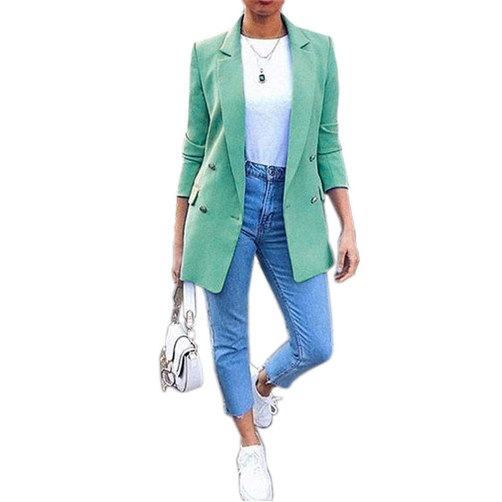Saco Blazer Mediano para Mujer de Mezcla de Algodón para Oficina y Trabajo