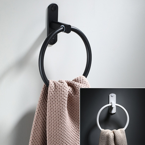 Black space aluminum towel ring European style bathroom towel rack towel ring antique hotel bathroom shelf