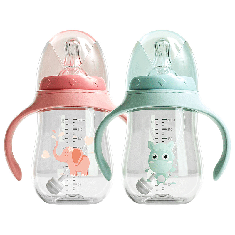 定制宝宝奶瓶食品级软嘴硅胶奶杯抗摔材质PP婴儿喝奶杯子180ML