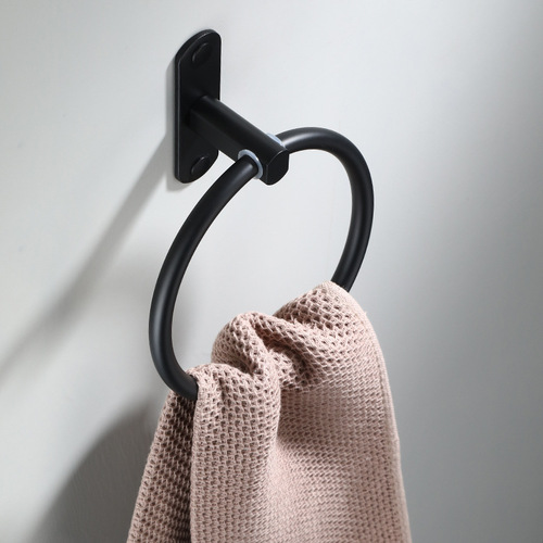 Black space aluminum towel ring European style bathroom towel rack towel ring antique hotel bathroom shelf