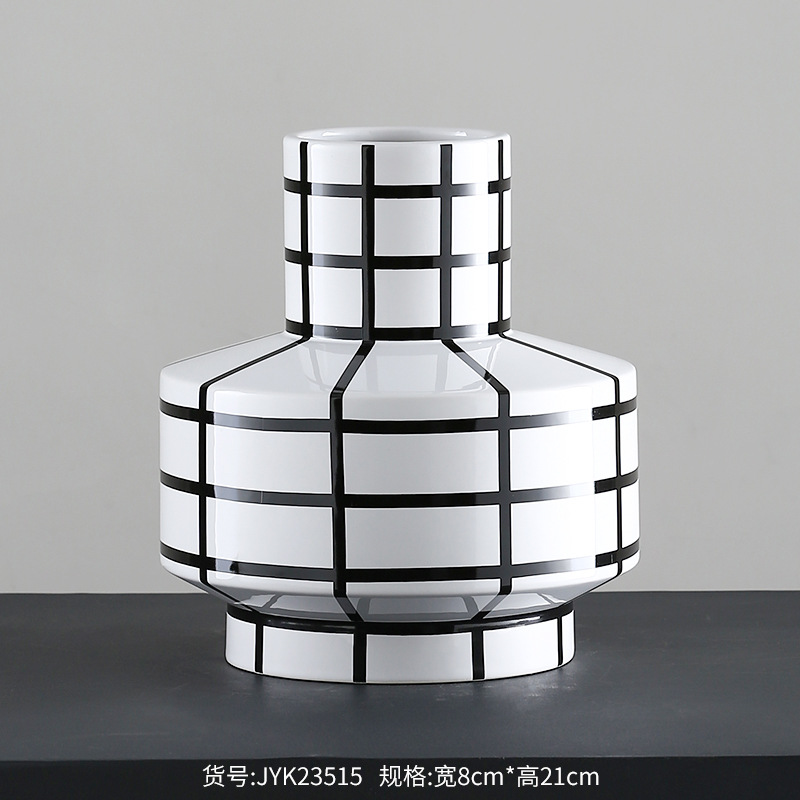 Best West Nordic Simple Geometric Lines High-end Ceramic Vases Flower Pots Light Luxury Home Model Room Soft Decoration