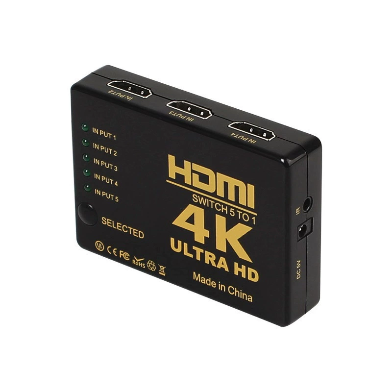 Заводская продажа: высокоскоростной стабильный HDMI-переключатель 4K*2K с пультом, 5 входов 1 выход, для безопасности