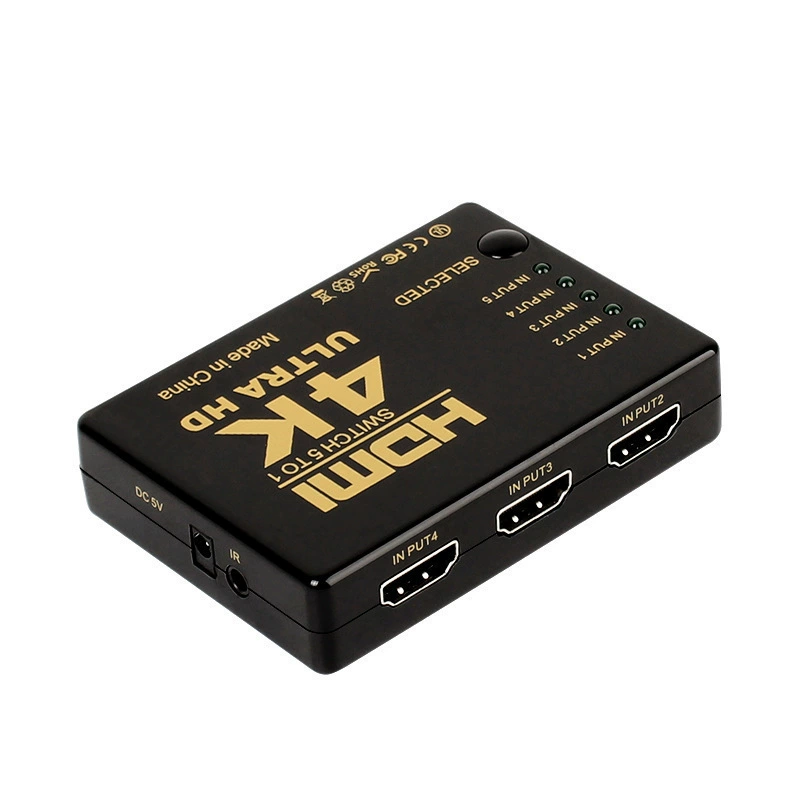Заводская продажа: высокоскоростной стабильный HDMI-переключатель 4K*2K с пультом, 5 входов 1 выход, для безопасности