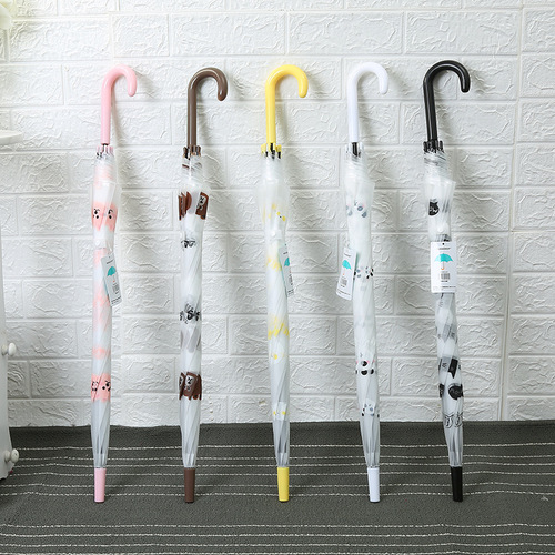 Creative cartoon bear face pack umbrella EVA rain and shine two-in-one umbrella semi-transparent straight handle umbrella curved hook straight handle umbrella