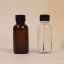 茶色精油毛刷瓶指甲油瓶胶水瓶50ml扁方透明精油瓶精油分装玻璃瓶
