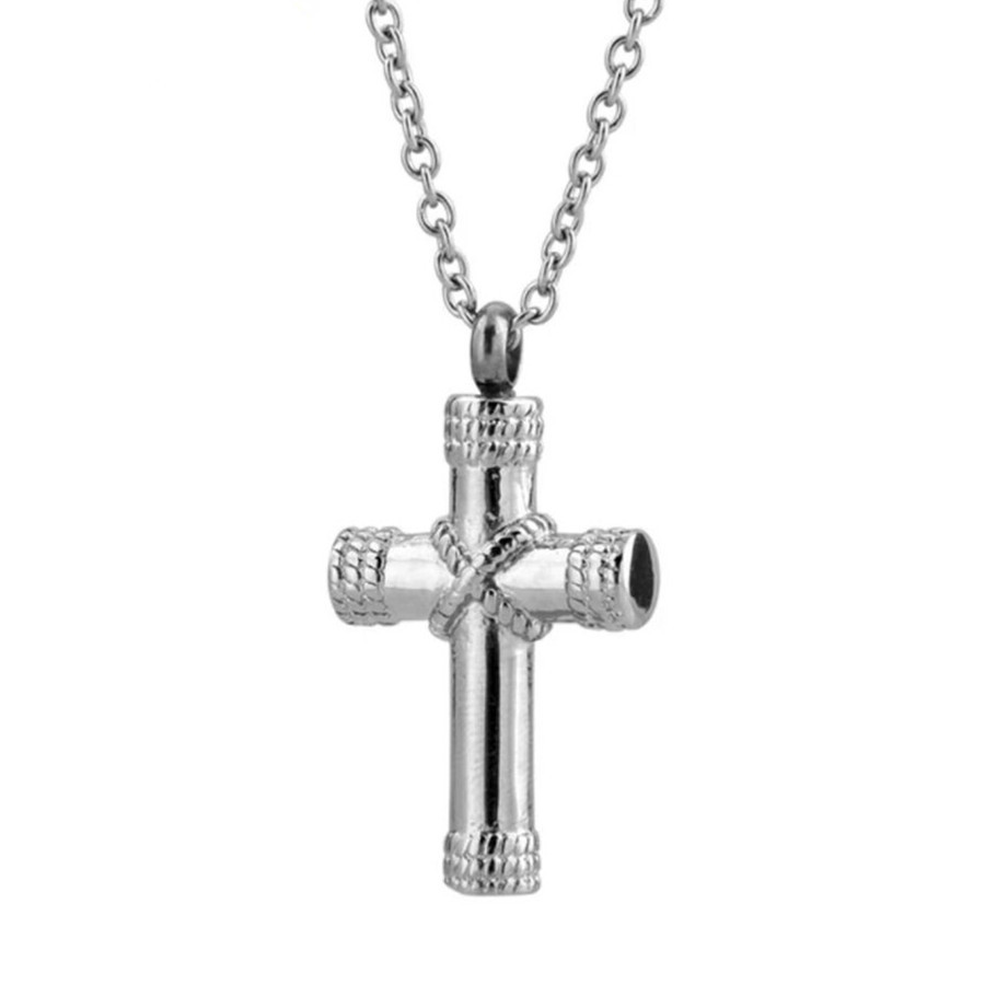 Venta caliente Cruz botella de perfume collar japonés y coreano popular Acero inoxidable colgante collar joyería exclusivo para el comercio exterior