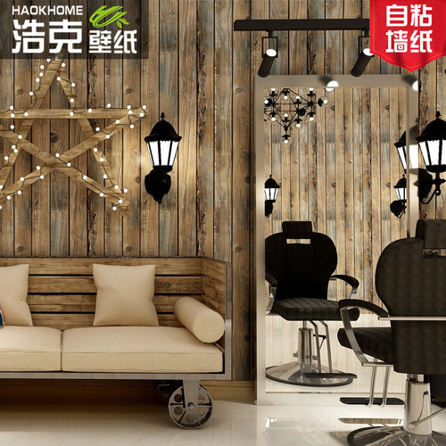 Thickened retro 3D three-dimensional simulated wood board wood grain sticker PVC self-adhesive imitation wood wall sticker restaurant background wall wallpaper
