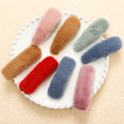 Korean ins hair clip BB clip mink hair clip one-word plush hair clip female Internet celebrity bangs clip broken hair clip