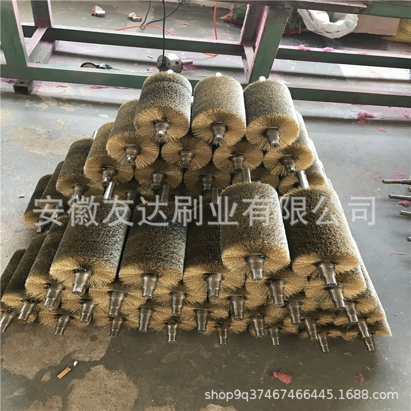 镀铜丝刷辊钢材抛光刷辊抛光刷辊不锈钢丝压片刷拉丝辊清洁