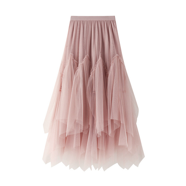 Demi-season long fresh pleated skirt