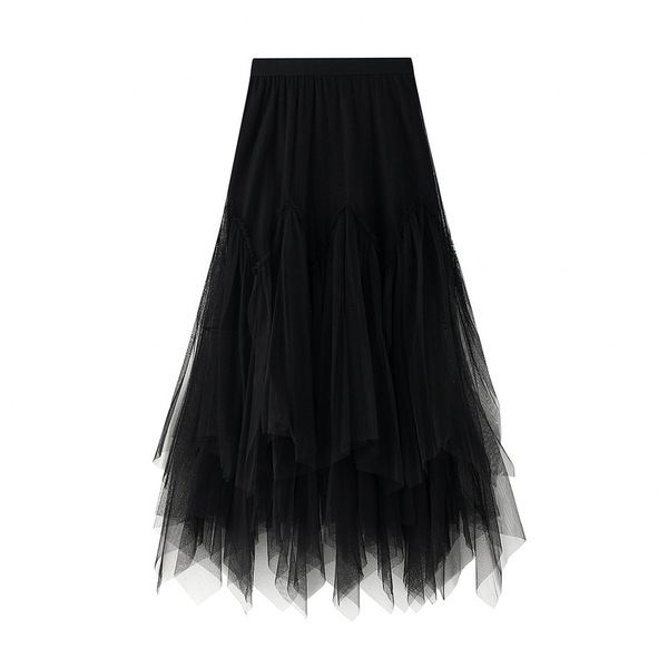 Demi-season long fresh pleated skirt