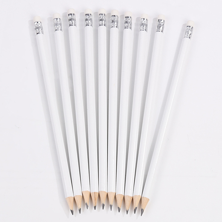 Manufacturer Wholesale Stationery Sets for Primary School Students, White Round and Hexagonal Pencils with Erasers, in Stock for Hotels