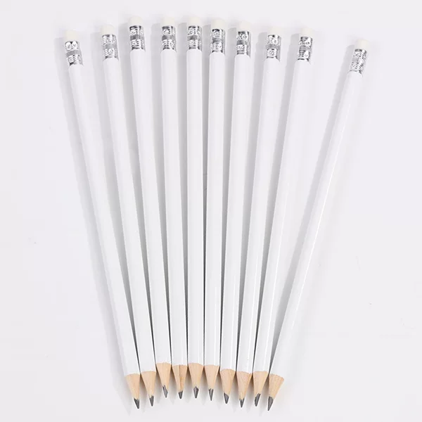 Manufacturer Wholesale Stationery Sets for Primary School Students, White Round and Hexagonal Pencils with Erasers, in Stock for Hotels