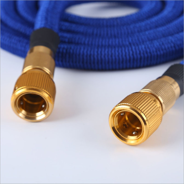Jardín doméstico tubo de agua telescópico 3 veces telescópico TPE tubo de lavado de automóviles tubo de agua mágica accesorios pistola de agua chapado en cobre image 4