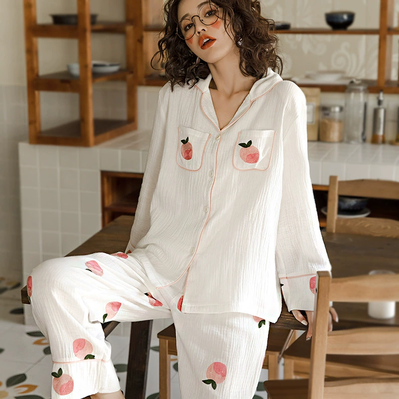 [Лето Новинка на складе 8399] марлевая ограничительная одежда летняя одежда впитывающая пот дышащая Пижама для беременных из чистого хлопка