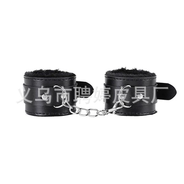 Black plush handcuffs