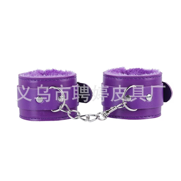 Purple plush handcuffs