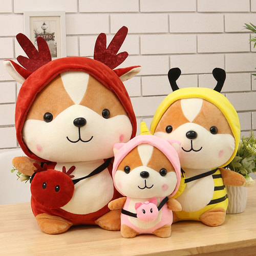Creative transformation squirrel plush toy cartoon dinosaur elk doll unicorn children's doll gift for girls