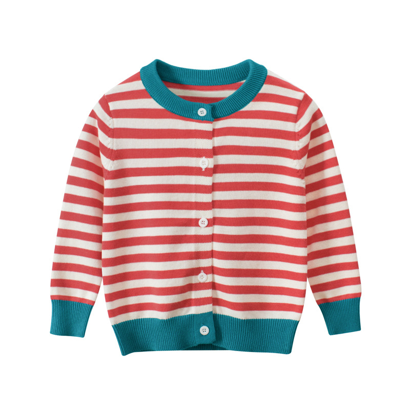 2024 autumn new children's clothing coat wholesale girls sweater baby clothes striped sweater a generation of hair
