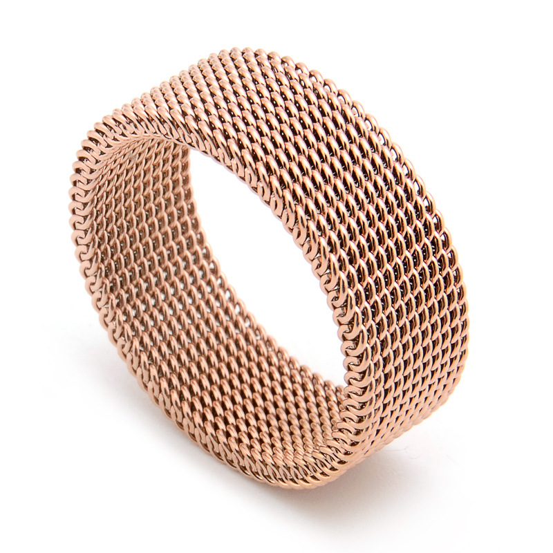 厂家直销男士简约可随意变形戒指钛钢霸气网面弹性指环配饰批发