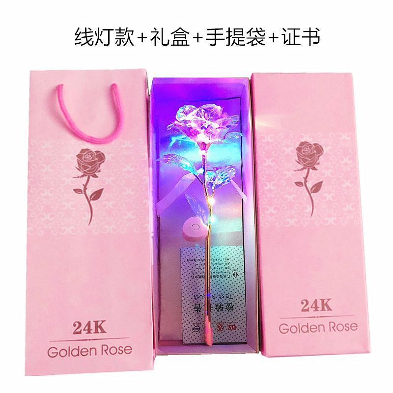 24K lámina de oro rosa luminoso de color traje de oro creativo Día DE LA Madre Día de San Valentín ramo de regalo de cumpleaños al por mayor