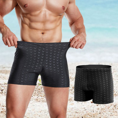 Adult Shark Skin Trunk Swim Shorts for Men, Hot Spring Swim Shorts, Comfortable Solid Color Straight Leg Swim Gear, Wholesale