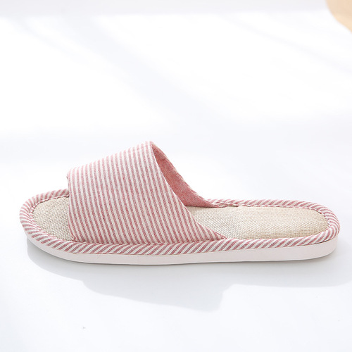 New spring and summer women's linen slippers for home indoor wooden floor non-slip couples home men's slippers