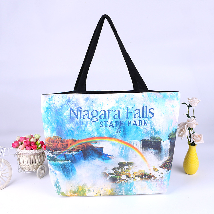 创意手提帆布袋 热转印礼品广告棉布袋 彩印商场帆布购物袋批发