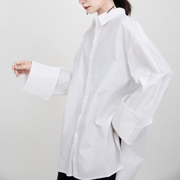 Zhongchuang Rizhen 2025 Oversized Long-Sleeve Shirt for Women, Solid Color Top with Patchwork Design, European and American Cross-Border Style
