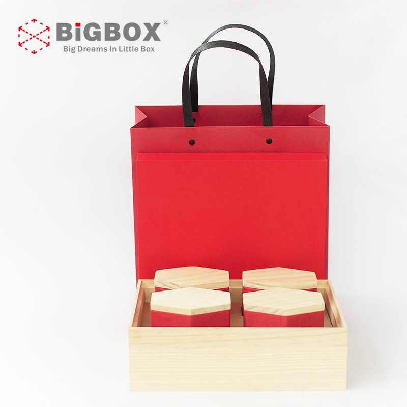 散茶礼盒乌龙茶礼品茶叶包装盒可批发T04四罐正方布盖松木盒厂家