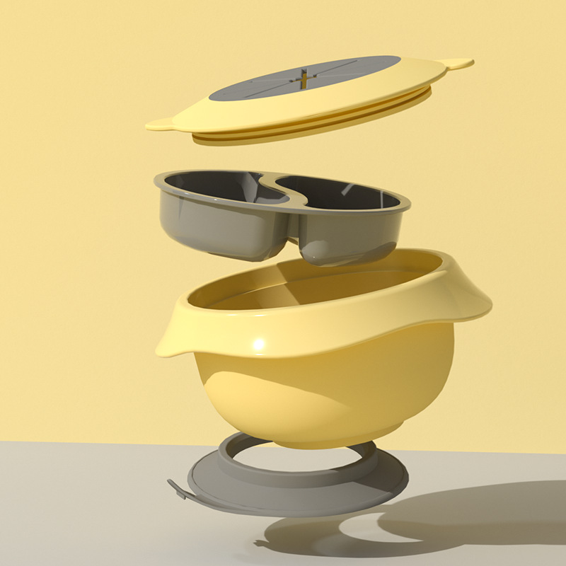 Bowl de alimentos suplementarios para bebés cubiertos para niños ventosa Bowl PP bocadillos para bebés divisor Bowl de arroz para niños categorizado Bowl de arroz para niños pequeños