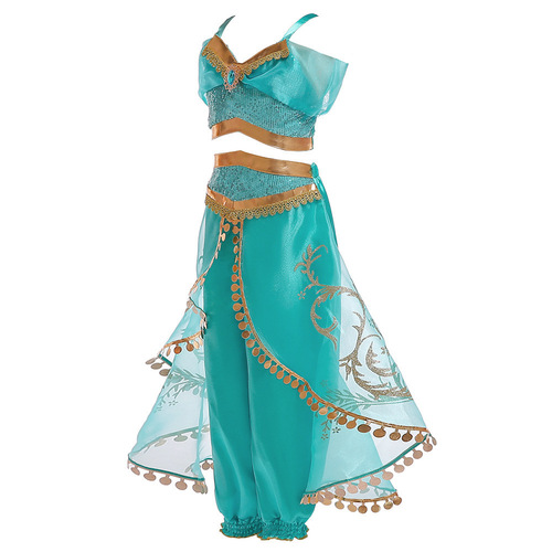 Halloween Princess Aladdin Jasmine Costume for Girls, Dress Up Costume for Cosplay and Role Play