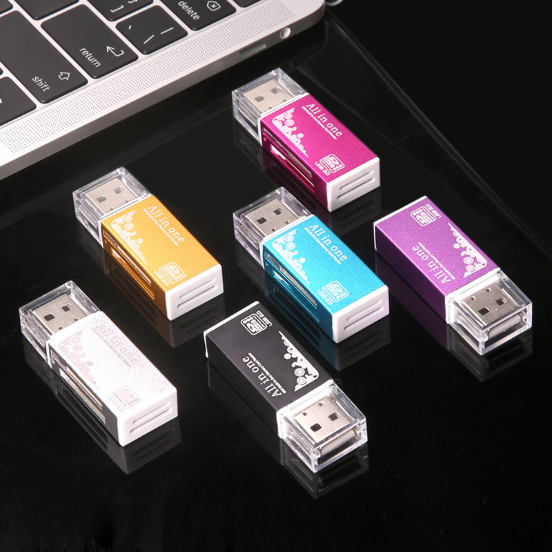 Aluminum alloy all-in-one card reader TF/SD/MMC2 and other mobile phone memory card reader high speed 2.0USB