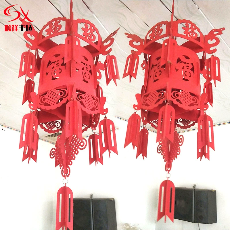 Весенний фестиваль фу персонаж чувствовал фонарь оптом Нетканая войлочная ткань большой персонаж Си дворец фонарь цветочный шар гирлянда украшения