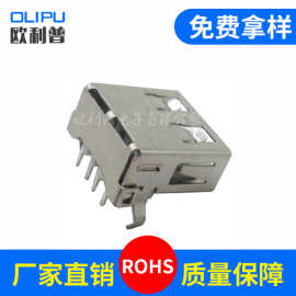 USB2.0母座 AF90度反向直边母座USB插板外扣平口无卷边USB-103W