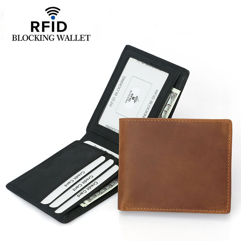 Amazon Best-Selling Manufacturer Wholesale Rfid First-Layer Crazy Horse Leather Genuine Leather Men's Wallet 80% off European and American Retro Wallet Amazon Best-Selling Manufacturer Wholesale Rfid First-Layer Crazy Horse Leather Genuine Leather Men's Wallet 80% off European and American Retro Wallet