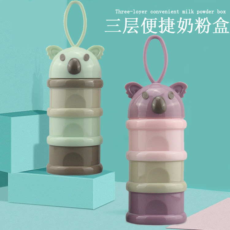 Baby milk powder box koala cartoon three-layer out portable milk powder box snack box storage box factory outlet