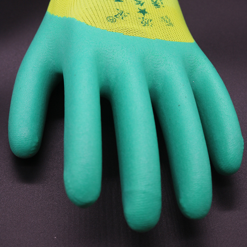 Guantes de protección laboral de espuma de látex de caucho de nylon que sumergen guantes de trabajo antideslizantes resistentes al desgaste para el sitio de construcción al por mayor