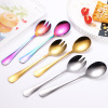 1010 Stainless Steel Public Spoon Salad Salad Spoon Torus Colorful Fork Spoon Gold Plating Salad Spoon Fork Food