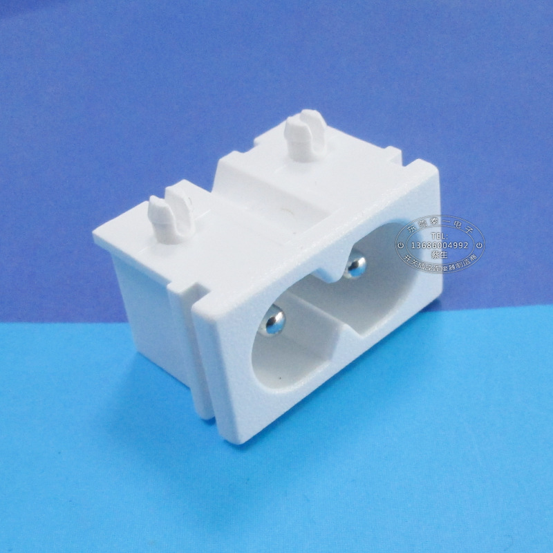 22*12*14.2薄款卧式8字接口 AC电源输入两芯焊线脚八字型插座DB-8