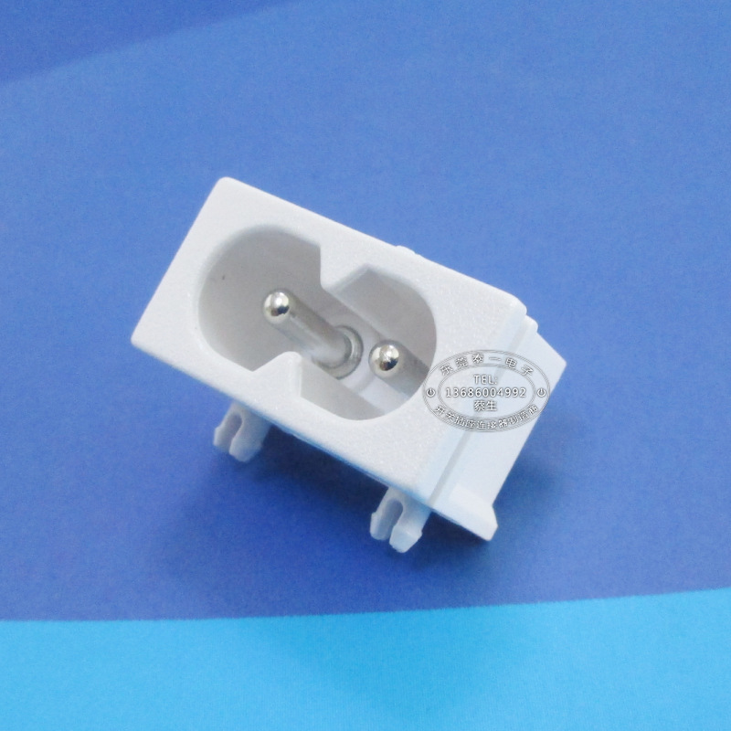 调光电源薄款小8字尾AC接口22*12白色全铜两芯输入八字插座DB-8