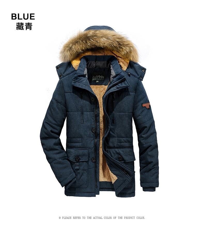 AliExpress nuevo otoño e invierno de mediana edad con capucha forrada de lana de los hombres más el tamaño de algodón acolchado abrigo de fábrica de una sola pieza de entrega