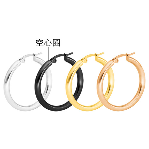 European and American earrings, fashionable and simple plain hoops, hollow wire ear hoops, titanium steel ear buckles, women's earrings and earrings manufacturer wholesale