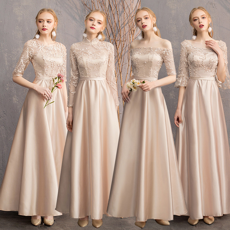 Bridesmaid Dress Long Style 2026 Slimming Long-Sleeved Choir Banquet Graduation Sister Group Slim Evening Dress Fairy Dress Bridesmaid Dress Long Style 2026 Slimming Long-Sleeved Choir Banquet Graduation Sister Group Slim Evening Dress Fairy Dress