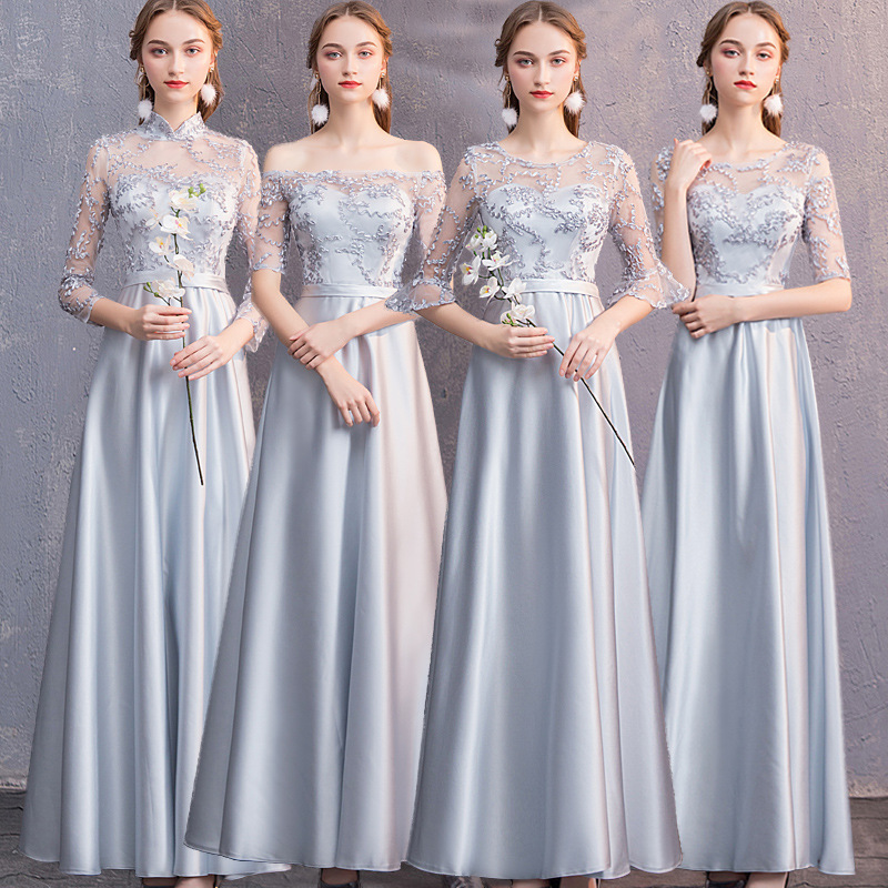 Vestido largo de dama de honor 2026, ajustado, de manga larga, para coro, banquete, graduación, grupo de hermanas, vestido de noche entallado, vestido de hada. image 4