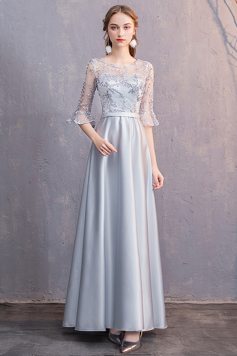 Vestido largo de dama de honor 2026, ajustado, de manga larga, para coro, banquete, graduación, grupo de hermanas, vestido de noche entallado, vestido de hada. image 18