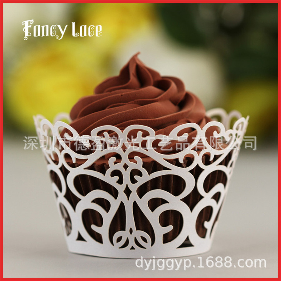 超美双面珠光纸 镂空艺术纸杯蛋糕围边 甜品台装饰卡通城堡款