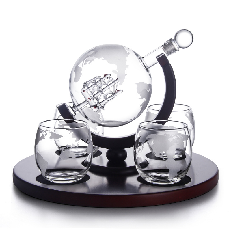 Decantador de whisky con forma de globo terráqueo, borosilicato, con mapa, juego de bar, venta en Amazon