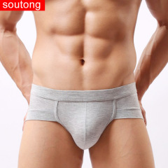Men's Modal Triangle U-Shape Pouch Style Anti-Chafing Low-Waist Cool Three-Leg Briefs Wholesale